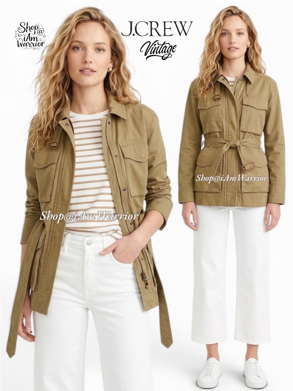 J.Crew Vintage Safari Utility Jacket Belted Cotton Field Jacket *shop@iamwarrior